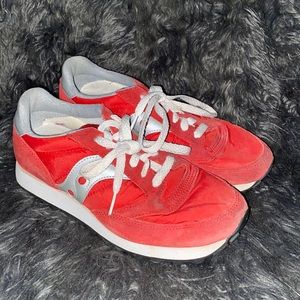 Red and silver sneakers
